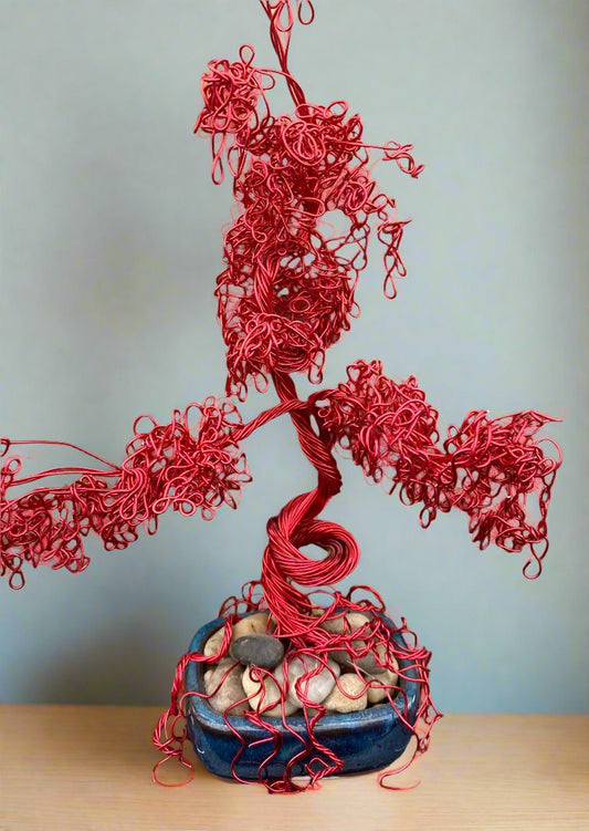 Custom Artful Bonsai Tree - Red Wire (103)